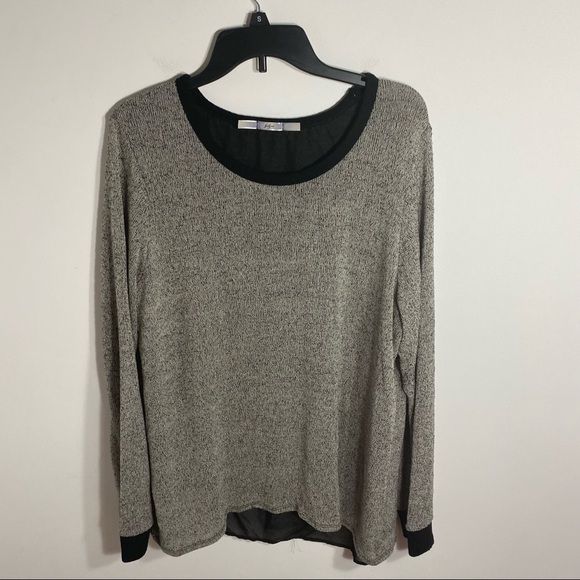 Gibson Faux Wrap Back Blouse Black White Gray Women’s 2X - Picture 2 of 8